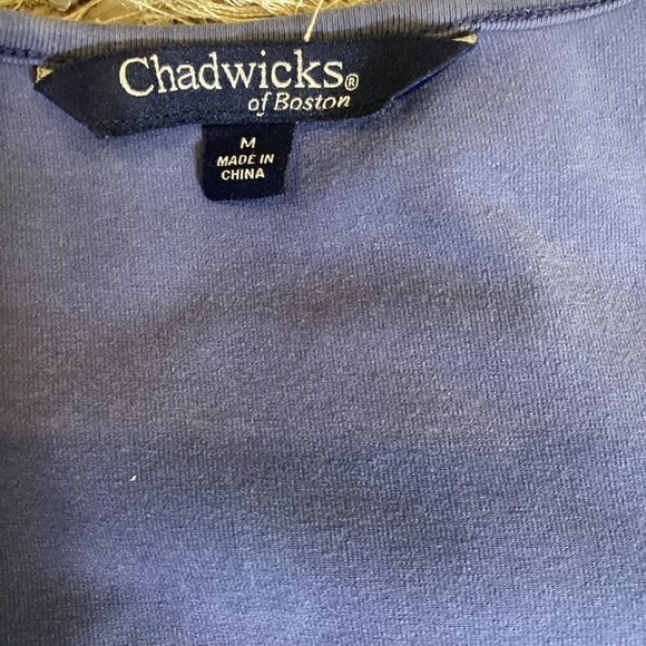 Chadwicks of Boston Midi Dress Short Sleeve Swing Skirt Cotton Sz M Blue 275B - Picture 6 of 7